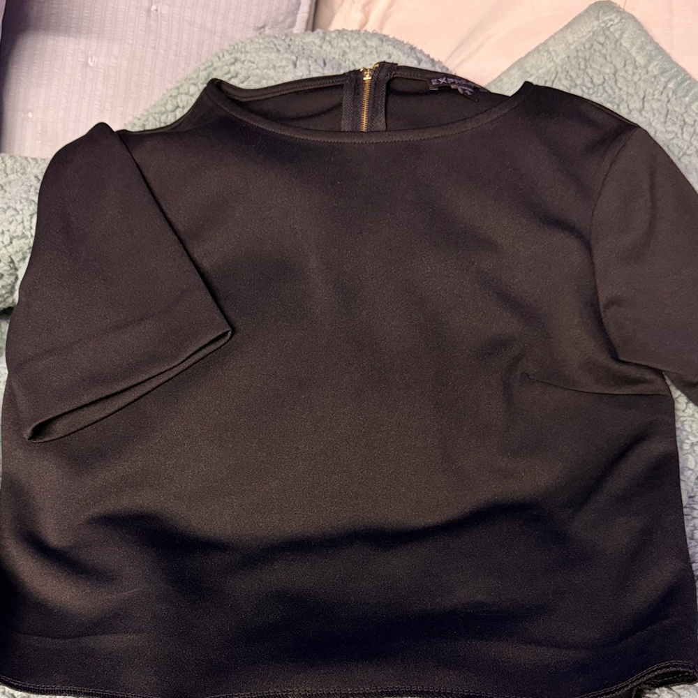 Express Black Short Sleeve Crewneck Top